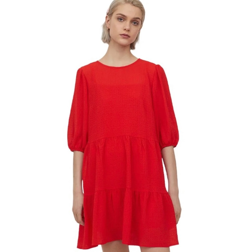Divided by H&M Red Tiered Babydoll Dress Size S